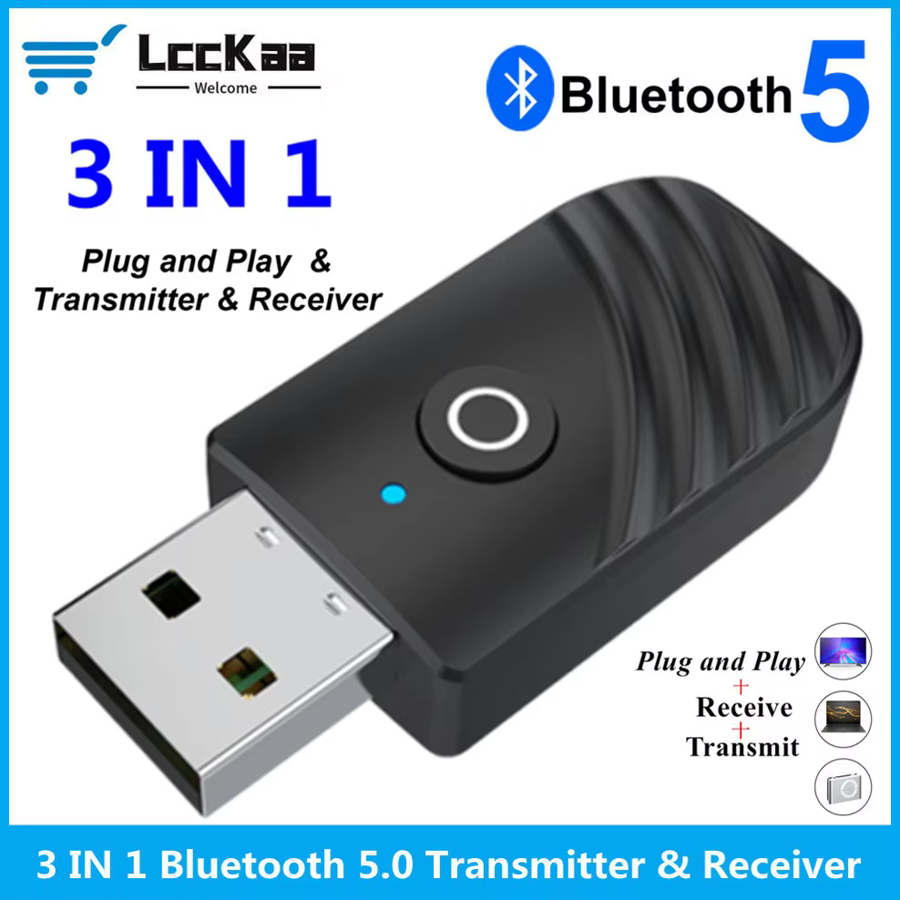 LccKaa Transmisor Receptor Bluetooth USB Trifunción para PC TV Coche