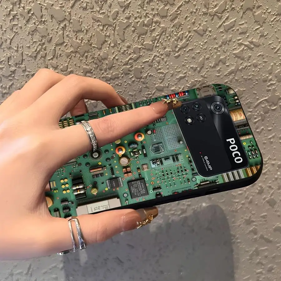 Case for Xiaomi Poco M5 C71 C50 X3 X4 X5 X7 Pro C75 M3 M4 M7 Pro C40 C61 F1 F3 Black Soft Phone Cover Circuit Personality - imagen 2