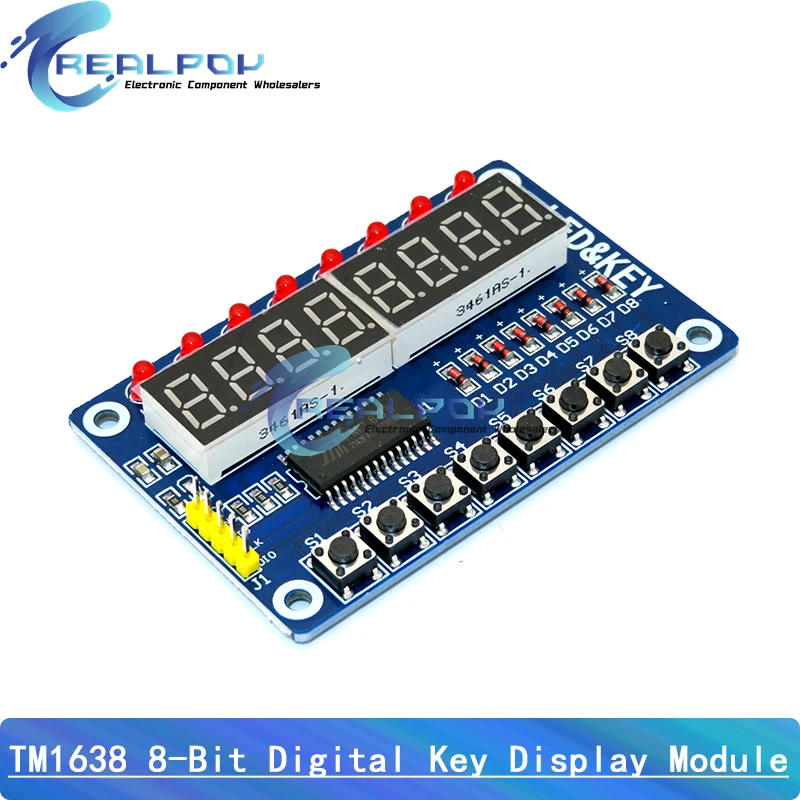 TM1638 / TM1637 4 Bits / MAX7219 Módulo de pantalla LED digital de 8 bits 7 segmentos 0,36 pulgadas reloj tubo de ánodo rojo cuatro controlador de serie - imagen 2