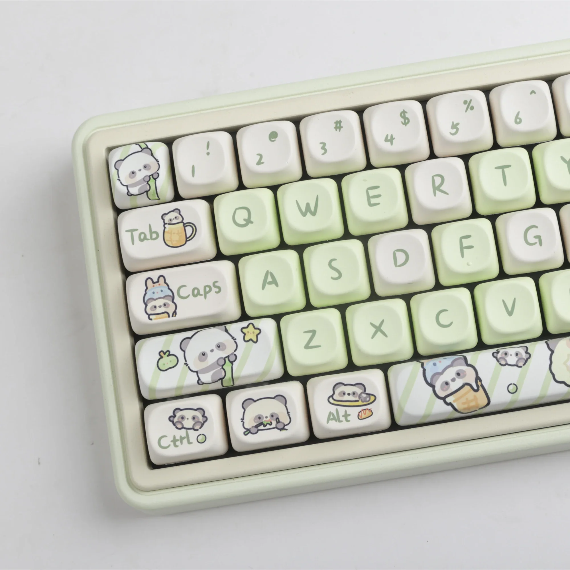 MOA perfil verde leche Panda Keycap tinte sublimación 140 teclas adecuadas para teclado mecánico 61/87/104/108 interruptor MX