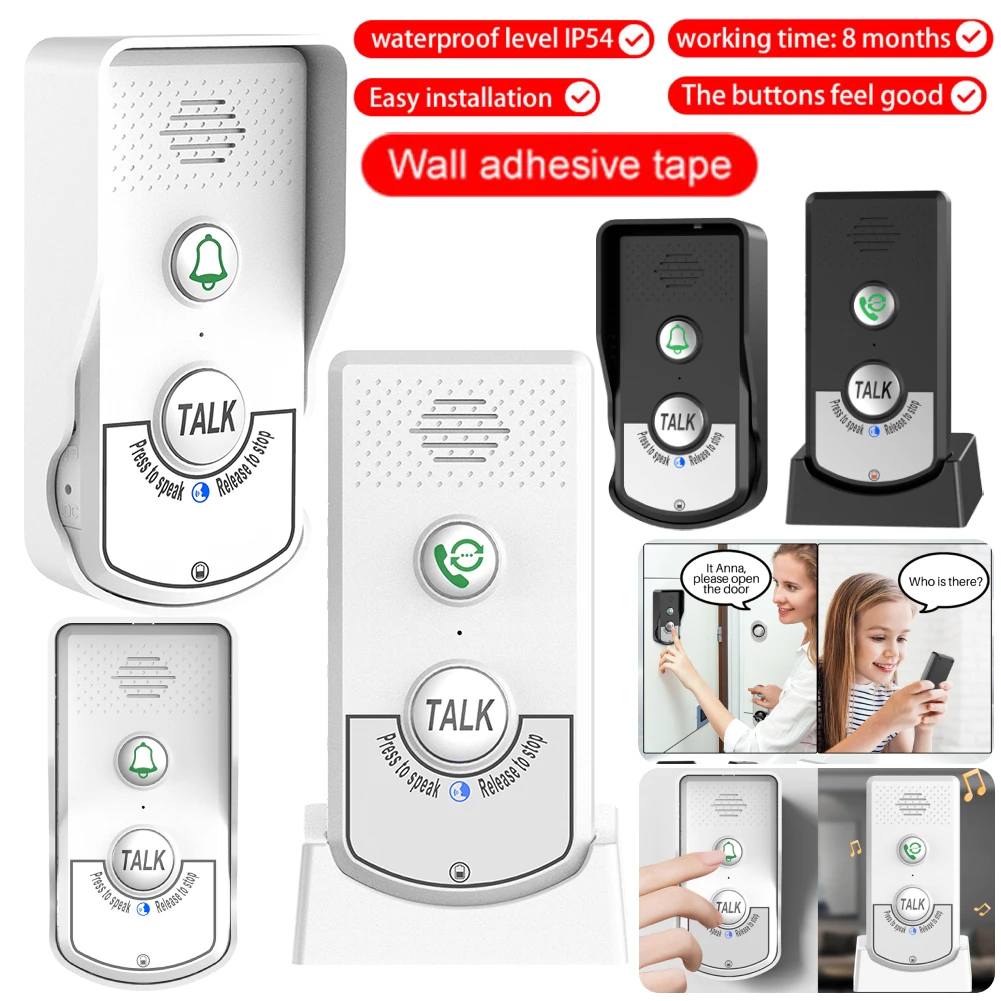 Intercomunicador inalámbrico de H8-1V1, intercomunicador de voz de 2 vías, intercomunicador de largo alcance, sistema de timbre, unidad de Audio, 2 uds.