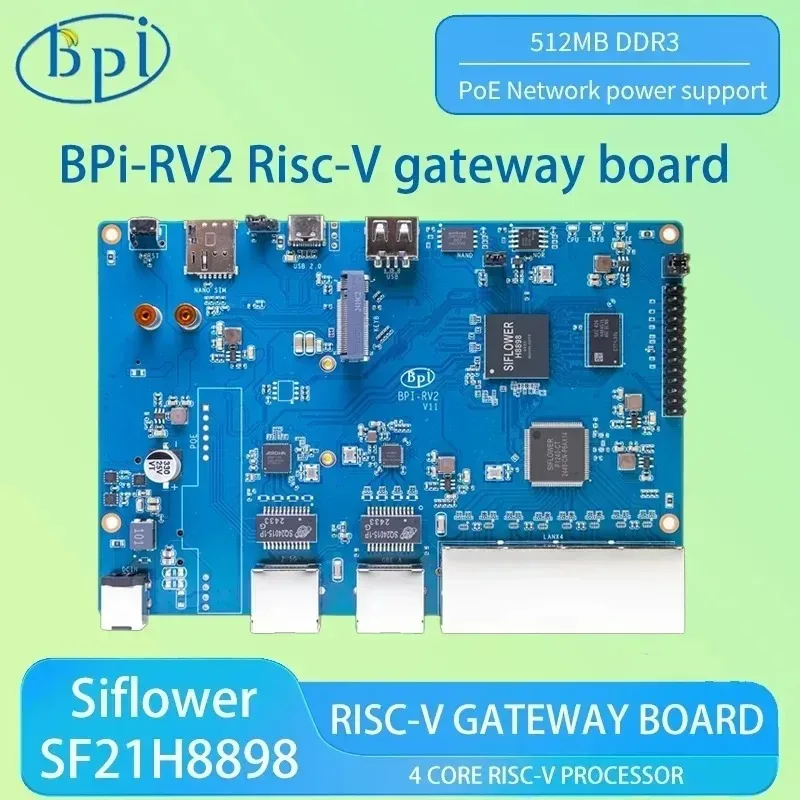 Banana Pi BPI-RV2 Siflower SF21H8898 procesador de RISC-V de 4 núcleos 512MB DDR3 16MB SPI NOR flash RTC Risc-V placa de enlace - imagen 2