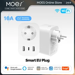 MOES Enchufe inteligente WiFi con USB-C y monitor de consumo