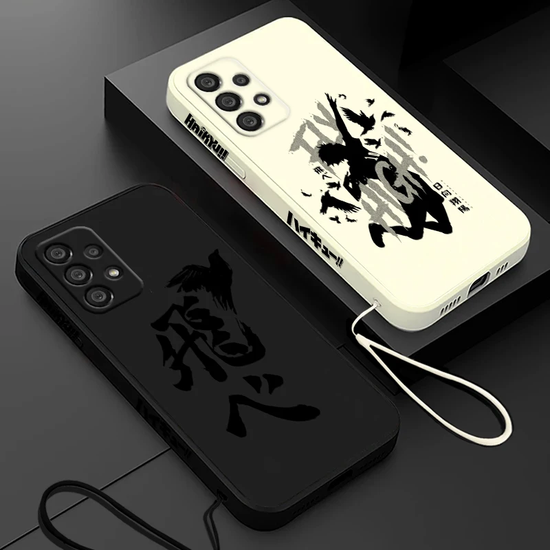Funda de teléfono con logotipo de Anime haikyuu para Samsung, A55, A53, A33, A52, A32, A71, A51, A21S, A35, A25, 5G, cuerda líquida izquierda