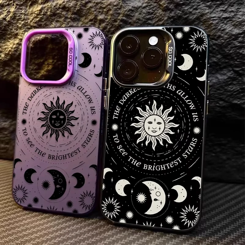 Funda de teléfono mate Retro Luna sol Dios para Samsung Galaxy S25 Ultra S24 S23 S22 S21 Plus S20 FE A55 A54 A35 funda trasera a prueba de golpes