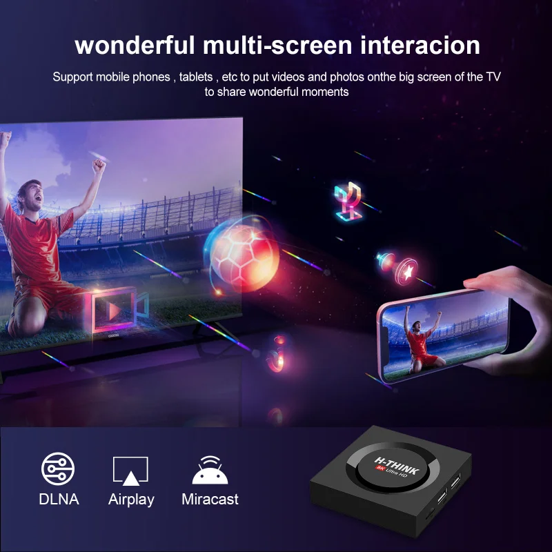 Q96 H-think M100 box WiFi 4G 5G reproductor multimedia remoto por voz BT Android 14 TV Box IPTV 4K 8K Ultra HD HDR10 Allwinner TV box - imagen 5