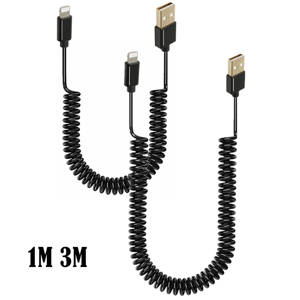 Cable de carga rápida con resorte USB, Cable cargador fijo de extensión para IPhone 13, 12, 11 Pro MAX XR X 8, Cable de datos PD para teléfono - imagen 2