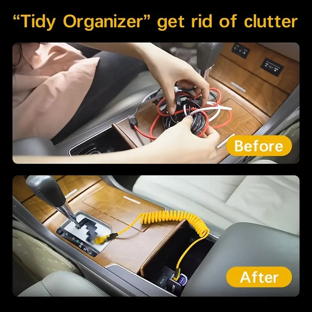 6 en 1 PD 60W USB-C Cable de carga corto de resorte Cable de datos telescópico 2 a 3 USB A/C a tipo C/Micro para iPhone Samsung MacBook - imagen 2