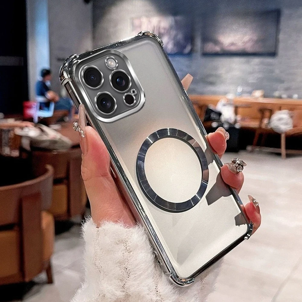 Para iPhone 17 Pro funda de lujo chapada a prueba de golpes funda suave magnética transparente para iPhone 17 16 15 14 13 12 11 Pro Max Plus 17 Air - imagen 2