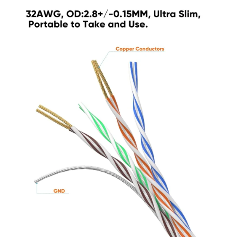 Cable corto Ethernet Cat6a ultradelgado OD 2,8 mm, cable súper ligero LAN de ángulo izquierdo y derecho hacia arriba y hacia abajo, parche de red UTP de alta velocidad 10G - imagen 4