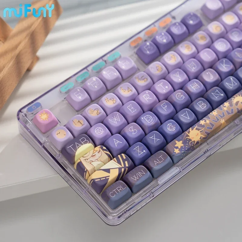 Star River Fantasy Keycaps personalizado MOA Profile Purple Starry Sky PBT Key Cap para HI75 99 104 F87 K99 108 para Crush80 Girl Gift - imagen 3