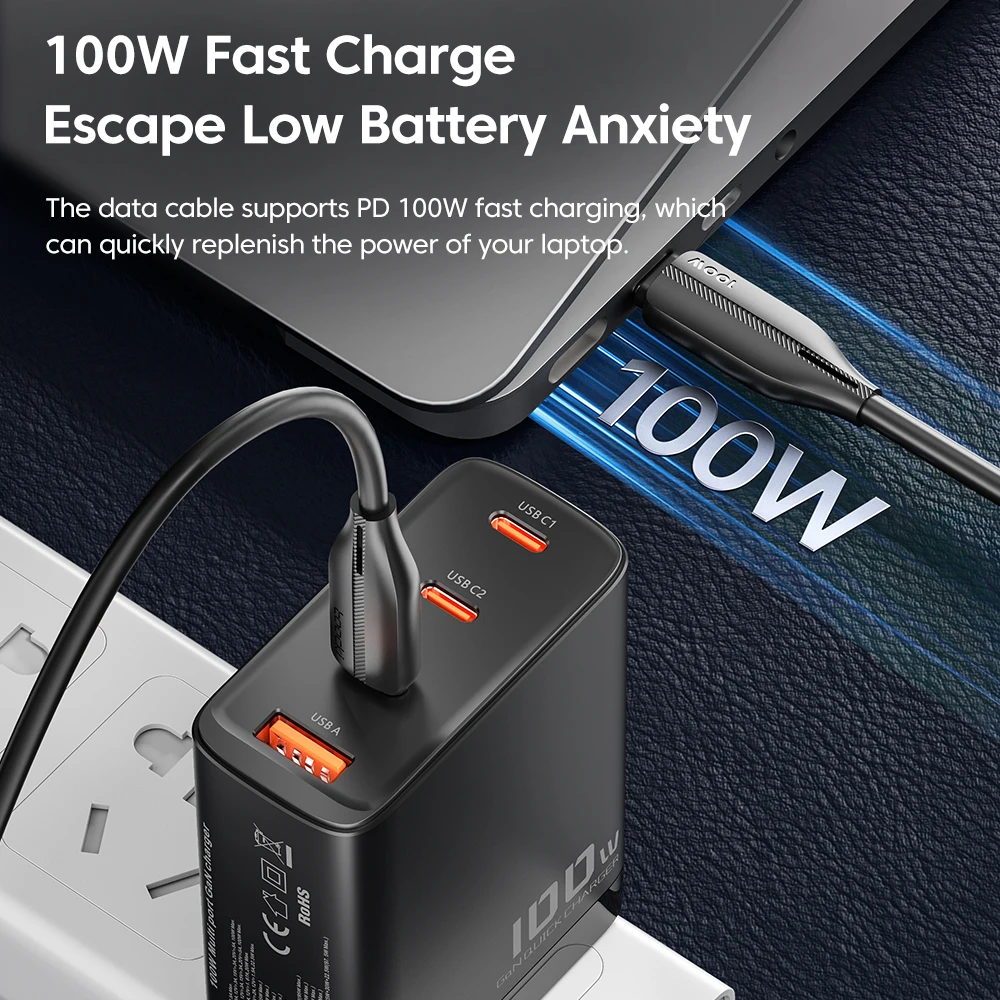 Toocki-Cable USB tipo C de carga rápida, 100W, 5A, PD, para Macbook, Samsung, Huawei, XIoami, Realme, 100W - imagen 3