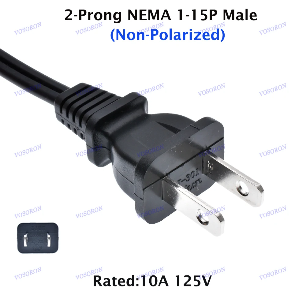 Cable de alimentación de extensión de 2 puntas, Cable de alimentación macho/hembra de EE. UU. Para NEMA 5-15P a NEMA 5-15R - imagen 5