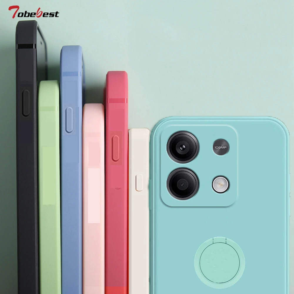 Funda de silicona cuadrada con anillo para dedo 360 para Xiaomi Redmi Note 13 Pro Plus 4G 5G, funda con soporte para teléfono - imagen 2