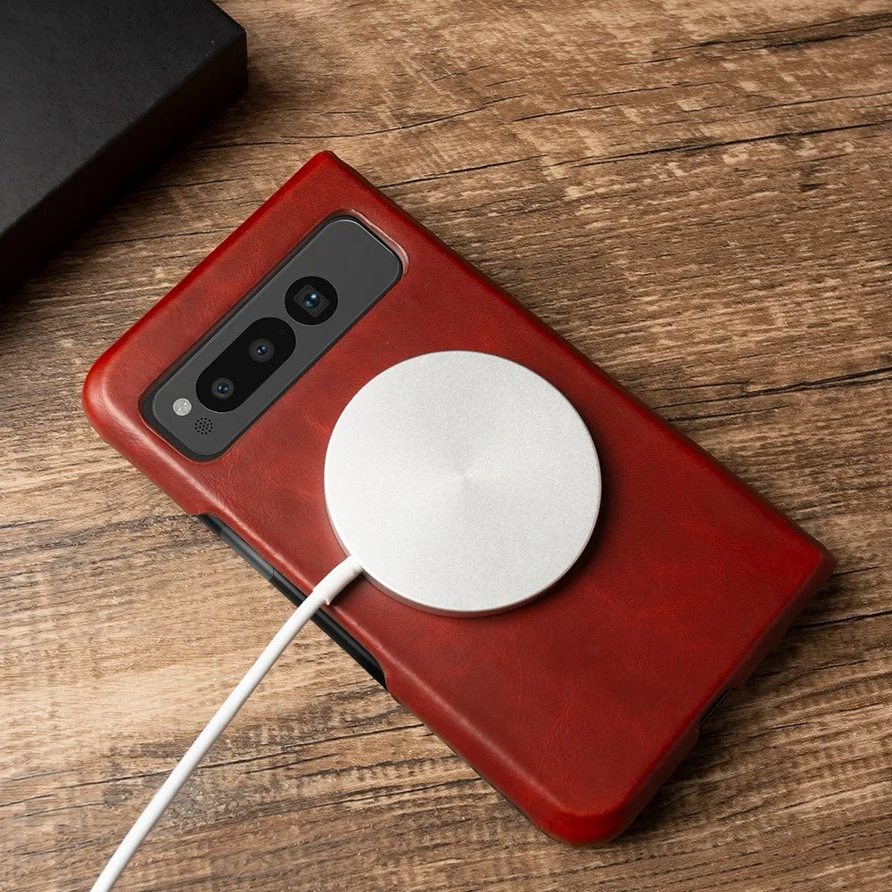 Para Google Pixel funda plegable de lujo cera de aceite Funda de cuero genuino Pixel Fold Capa protectora trasera Coque Carcasa carcasa Vintage - imagen 2