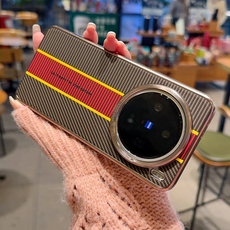 Para VIVO X200 Pro funda de lujo dura con diseño de fibra de carbono funda protectora trasera para VIVO X200 Pro Mini funda completa para teléfono - imagen 4