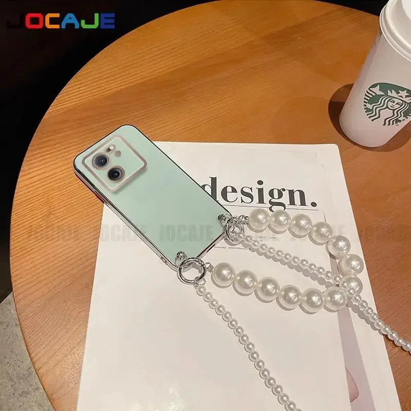 Funda de silicona suave chapada para OPPO Reno 12 Pro 12F, cadena cruzada, collar, cordón, funda de perlas para Reno 11Pro Reno 10 Pro Plus - imagen 4