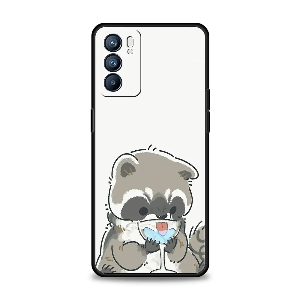 Funda de teléfono con mapache para Oppo Reno14 Reno13 Reno12 11 F 10 Find X5 X9 Pro A54 5G A53 A52 A9 A16 A74 A78 4G A79 A80 A98 - imagen 5