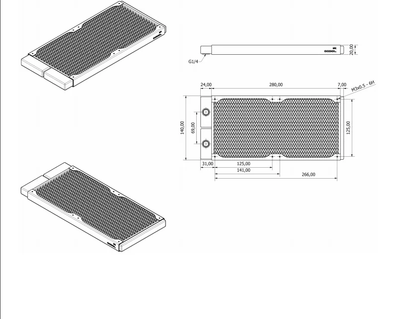 Alphacool NexXxoS ST20 HPE Radiador de cobre lleno, radiadores delgados de 140 mm/280 mm compatible con ventilador de 14 cm, caja de computadora pequeña ITX