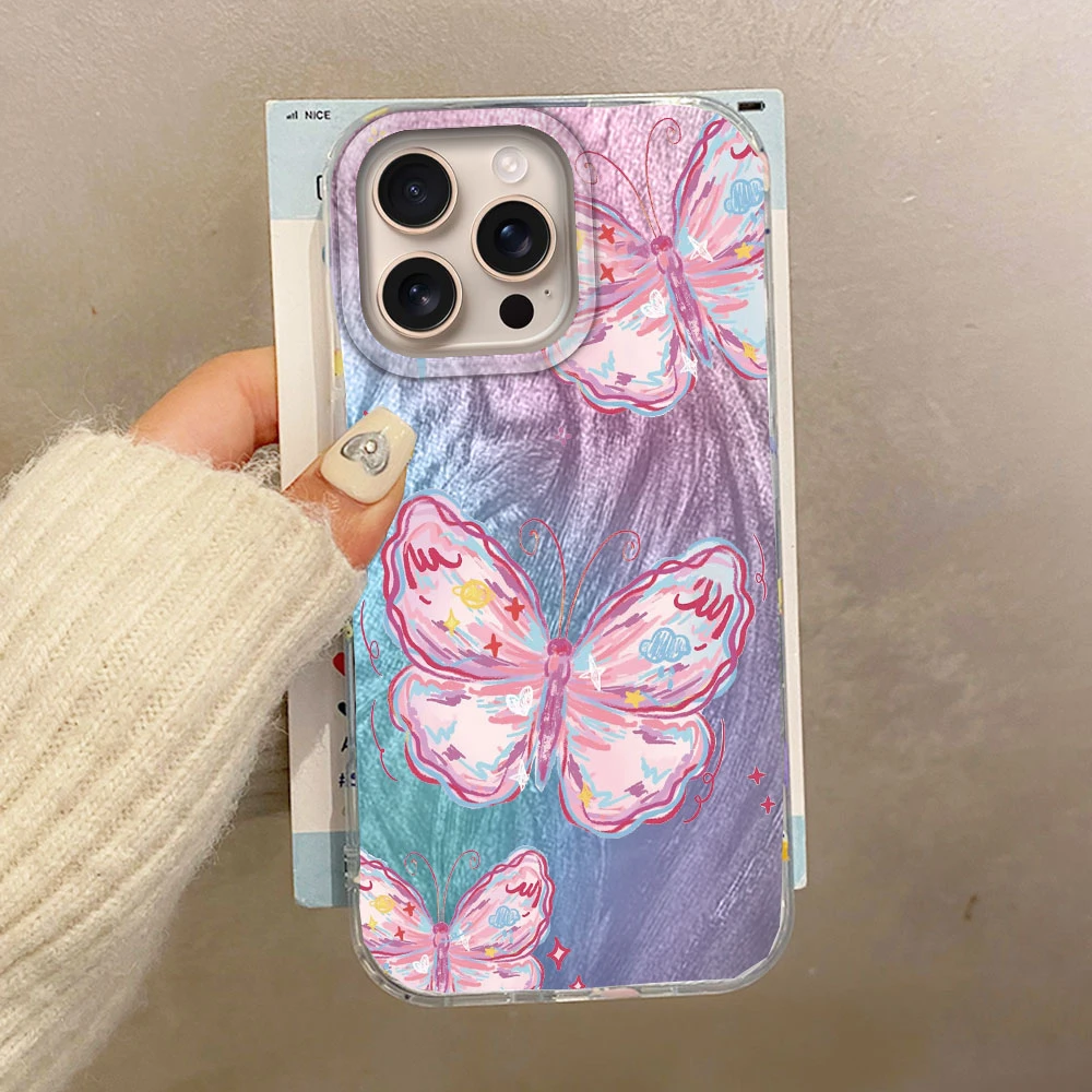Funda de teléfono de mariposa Multicolor de dibujos animados para Apple iphone 16 15 14 7 8 Plus 13 Pro Max 16e SE 2022 X XS carcasa trasera de silicona - imagen 4