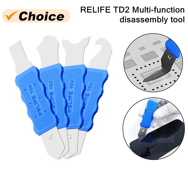 RELIFE-Juego de herramientas de desmontaje multifuncional TD2 Pro, para reparación de teléfonos móviles, agarre de silicona antideformación, cuchillas multiángulo