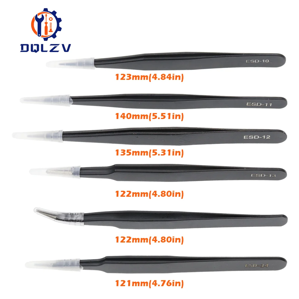 Juego de pinzas de precisión ESD antiestáticas, herramientas de reparación de acero inoxidable para reparación de electrónica, artesanía de soldadura - imagen 5