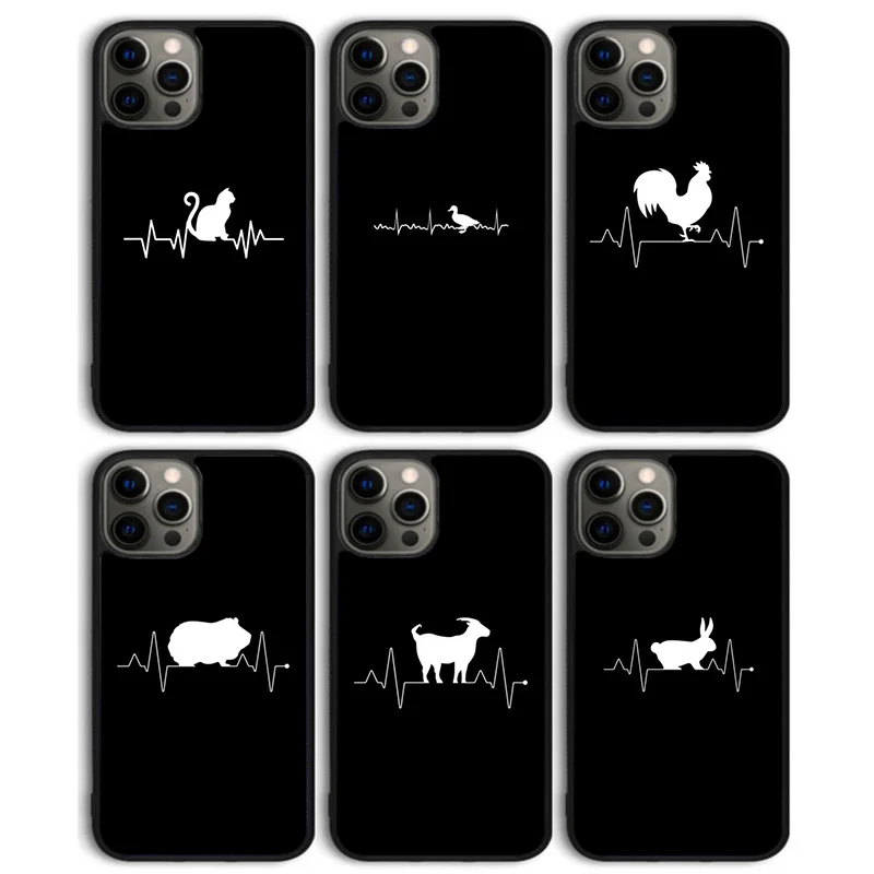 Funda trasera para teléfono con latido del corazón, pato, gato, perro, animal, para iPhone 17 Air 16 15 14 13 11 12 Pro Max Plus