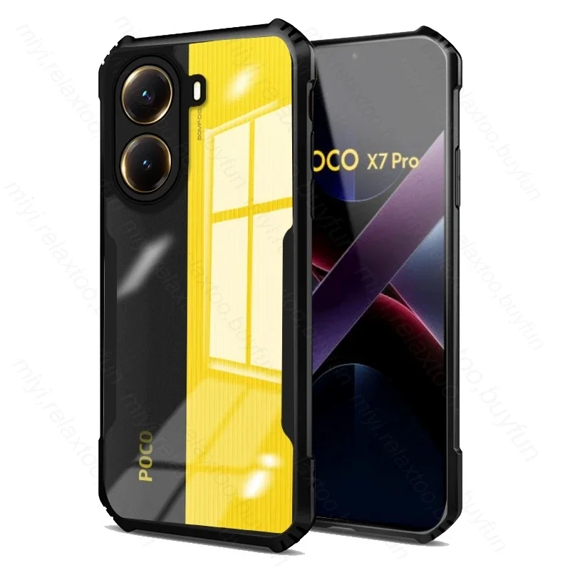 Funda PocoX7Pro, funda trasera acrílica de cristal transparente para Xiaomi Poco X7 Pro 5G TPU, funda de parachoques suave a prueba de golpes en Poko Little X7Pro