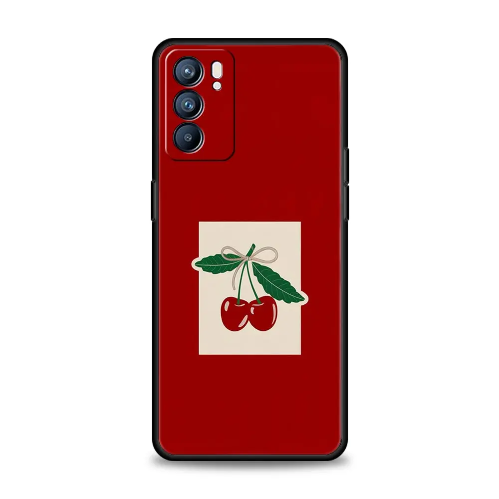 Funda de teléfono cereza roja para Oppo Reno14 Reno13 Reno12 11 F 10 Find X5 X9 Pro A54 5G A53 A52 A9 A16 A74 A78 4G A79 A80 A98 - imagen 2
