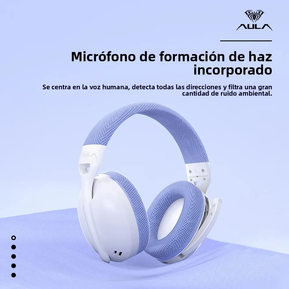 AULA S6 Auriculares inalámbricos para juegos Auriculares BT ligeros y personalizados de tres modos montados en la cabeza con micrófono para computadora portátil de escritorio - imagen 3
