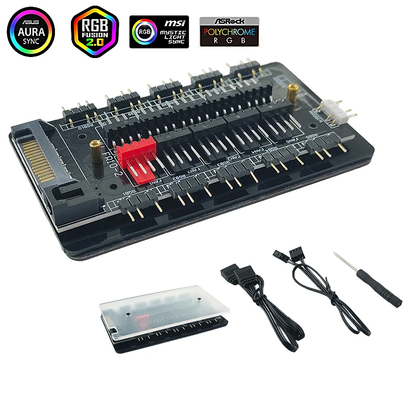 Cable ARGB RGBW de 5V y 3 pines para ASUS AURA SYNC 10, divisor de concentrador, adaptador de Cable de extensión de alimentación SATA, tira de luz LED, enfriador de ventilador RGB para PC - imagen 2