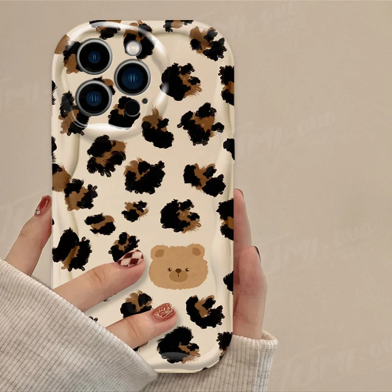Funda de silicona a prueba de golpes para iPhone, carcasa con estampado de leopardo, corazón de amor, onda 3D, 15, 14, 13, 12, 11 Pro Max, X, XR, XS, 8, 7, 6, 6S Plus, SE, 2020 - imagen 3