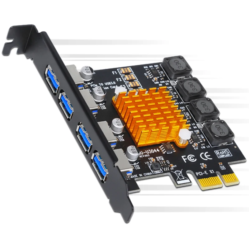 Tarjeta PCI Express USB 3,0 de 4 puertos, adaptador de tarjeta de expansión PCI-E USB 3,0, tarjetas de controlador HUB PCIE USB 3,0, tarjeta extensora PCIE