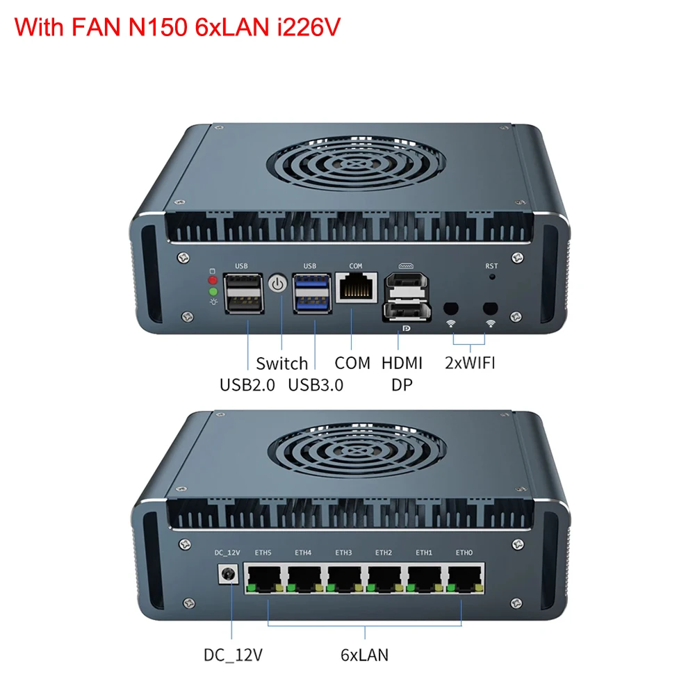 Enrutador de aparatos Firewall Intel N100 6x2,5G i226-V Mini PC DDR5 2xNVMe ordenador Industrial pfSense servidor doméstico OPNsense Proxmox - imagen 3