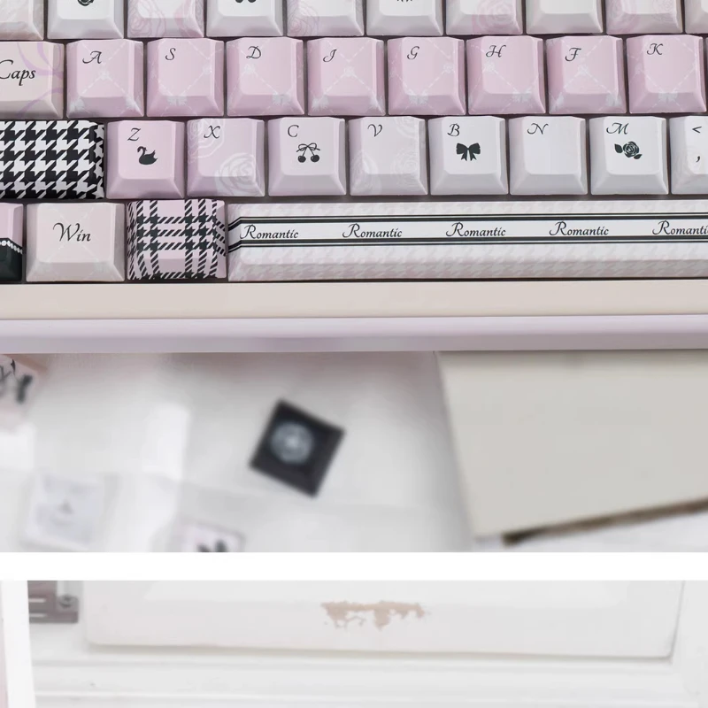 Juego de teclas con tema de cisne negro, perfil Cherry MOA, sublimación PBT, teclas originales personalizadas hechas a mano para regalo de teclado mecánico - imagen 5