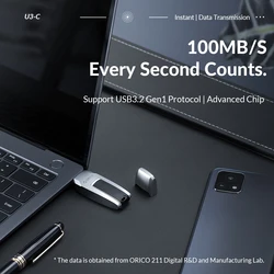 Pendrive Coche USB-C Metal Cuero 128GB ORICO UFSD 100MB/s