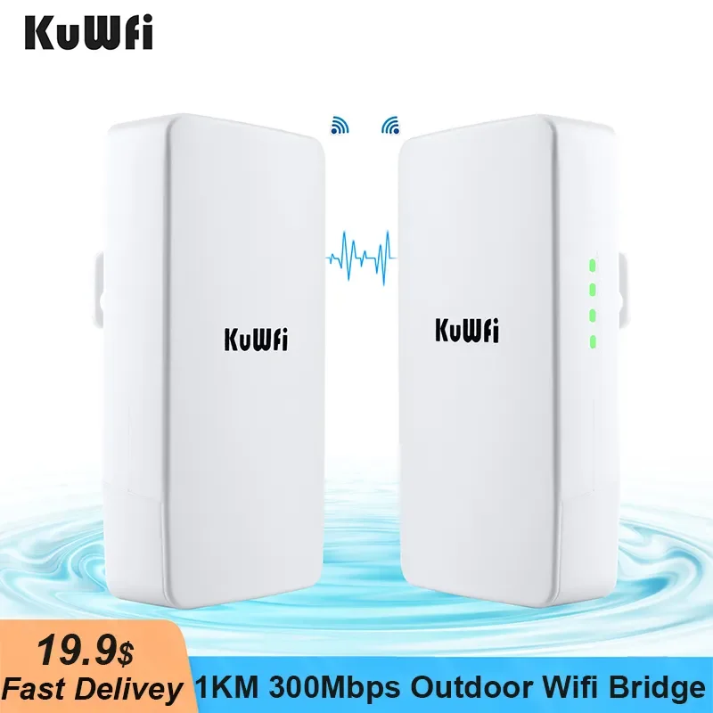 KuWFi-enrutador WI FI para exteriores, repetidor Wifi inalámbrico de 2,4G, amplificador de señal Wifi de punto a punto de 300Mbps, aumenta el rango Wifi de 1KM - imagen 2