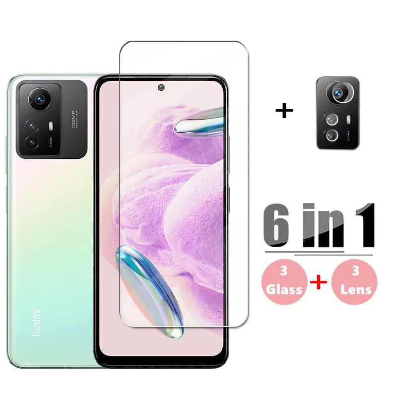 Vidrio templado 6 en 1 para Redmi Note 12S, Protector de pantalla para Redmi Note 12S, película protectora para lente de teléfono Redmi Note 12S