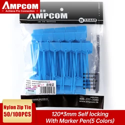 AMPCOM Etiquetas nylon para cables - Identificacion y Autobloqueo
