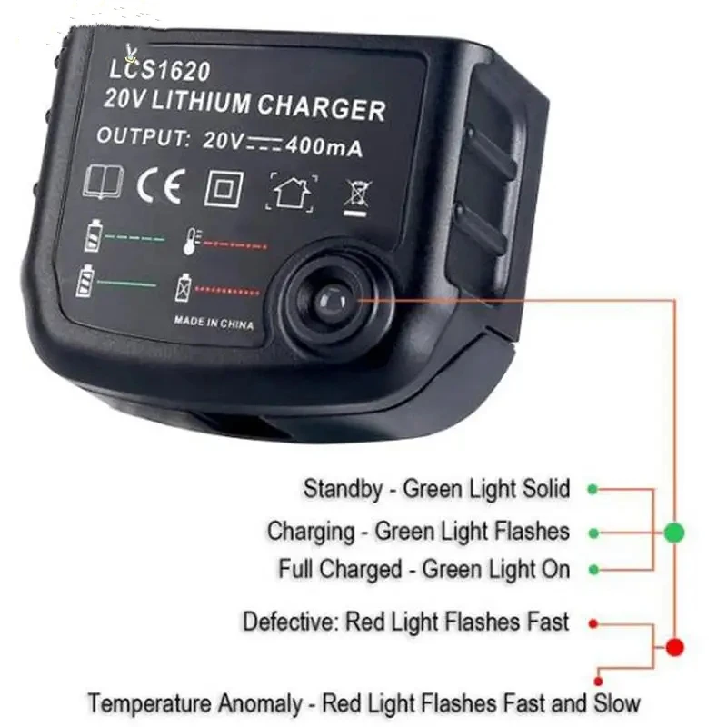 Cargador de batería de litio para Black & Decker 10,8 V 14,4 V 18V 20V Serise LBXR20 taladro eléctrico destornillador herramienta de carga de batería - imagen 4
