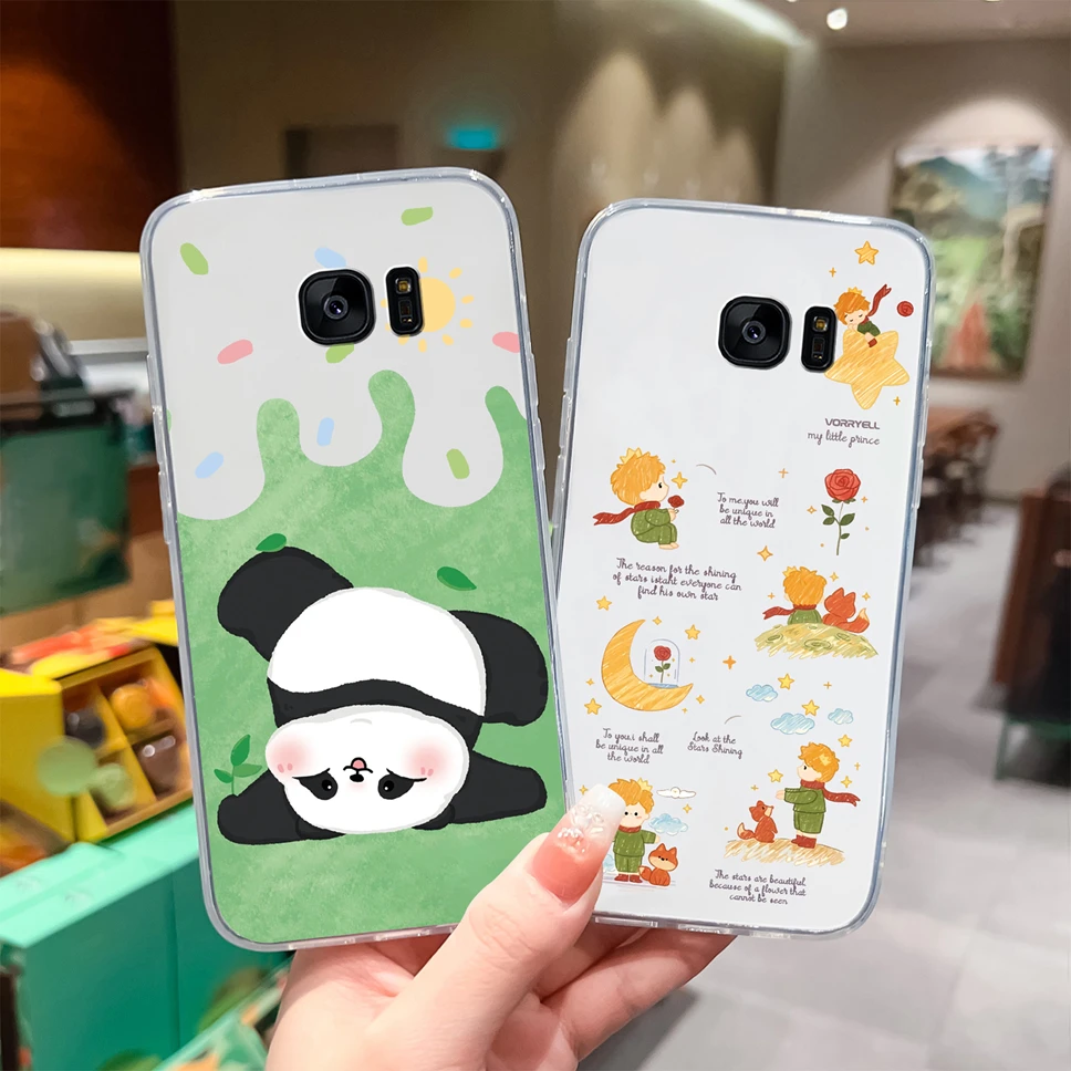 Para Samsung Galaxy S7 Edge S6 Edge + funda de teléfono Animal encantador dibujos animados suave TPU transparente funda de silicona para SamsungS6 S 7 Shell - imagen 4