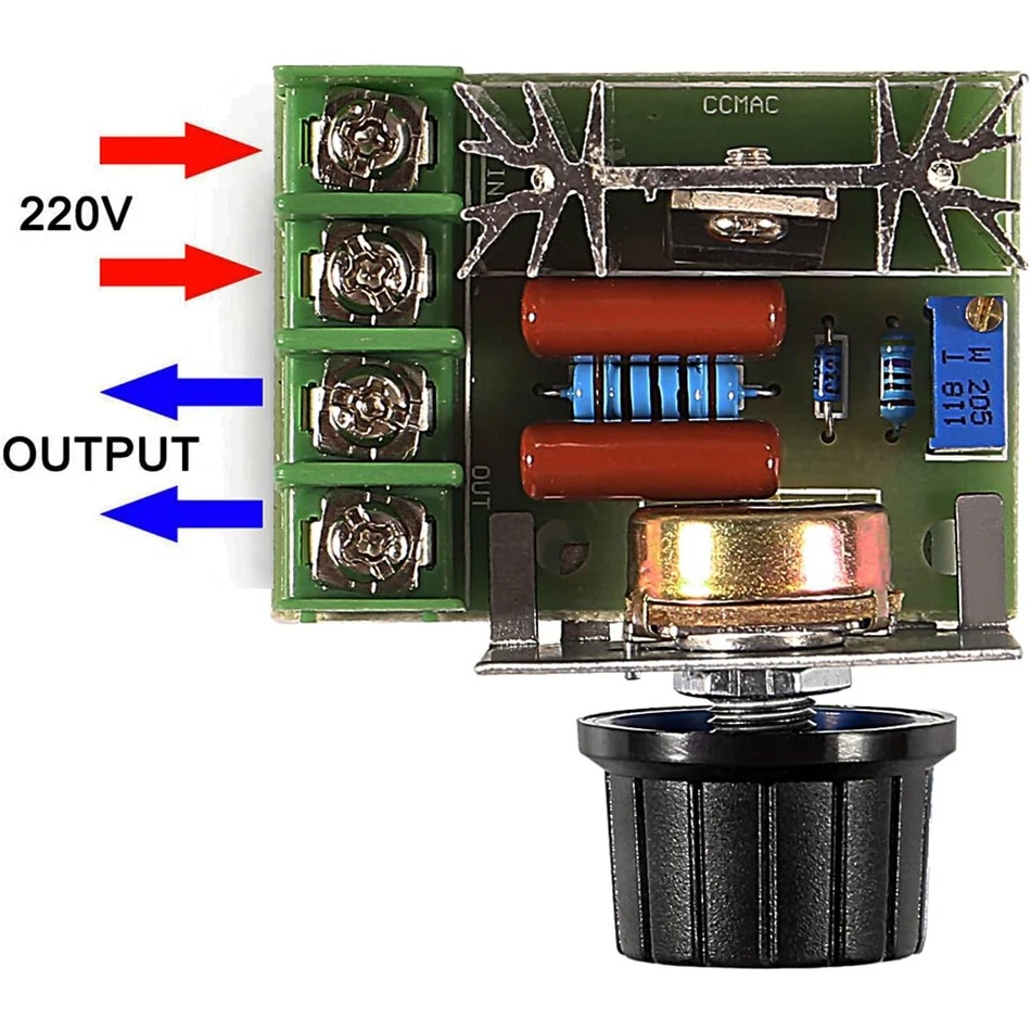 Regulador de voltaje electrónico de alta potencia, tiristor de 3 piezas, CA de 2000W, 220V, B500K, para ajustar la velocidad de atenuación de la temperatura - imagen 2