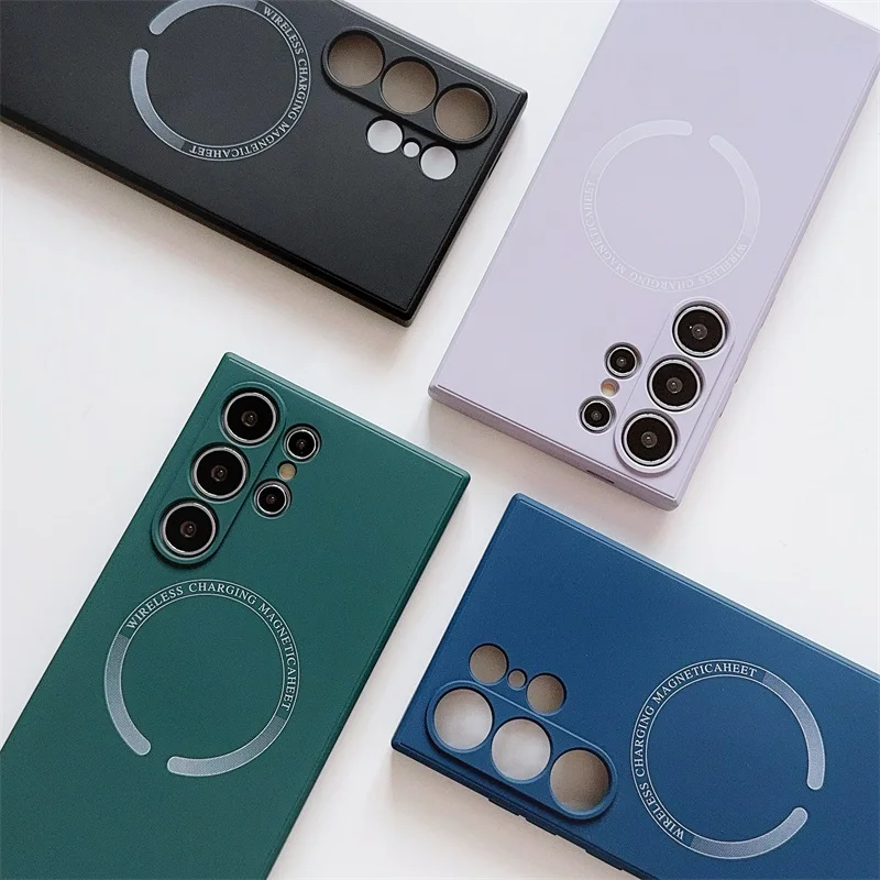 Funda de teléfono básica para Samsung Galaxy S24 Plus Ultra FE S24 + S24FE S24Ultra S24Plus 5G Magsafe funda trasera de carga inalámbrica magnética - imagen 3