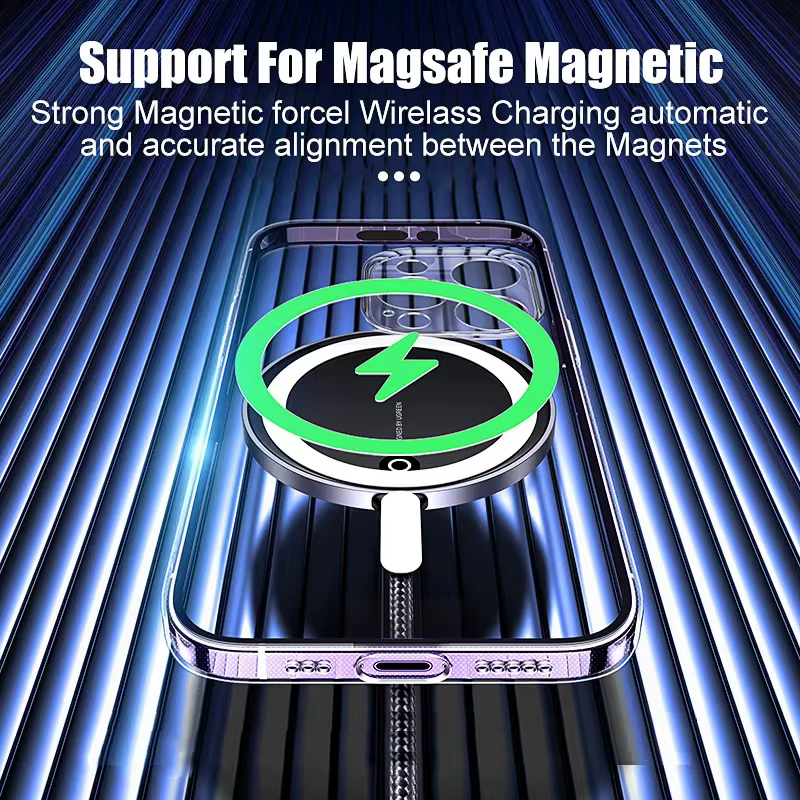 Funda de teléfono magnética transparente para iPhone, 11, 13, 12, 14, 15 Pro Max, Mini, XR, X, XS, MAX, 7, 8 Plus, SE, Magsafe, funda de silicona de carga inalámbrica - imagen 3