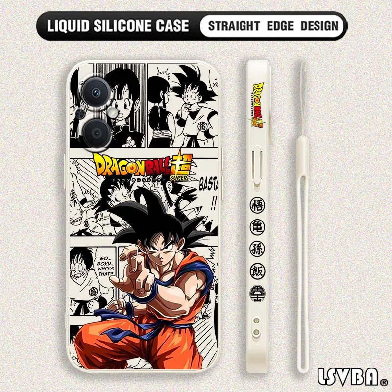 D-Dragon Ball Manga Son Goku funda para OPPO Reno 8 7 A96 A78 A74 A72 A58 A53 A40 Lite 5G funda de teléfono con cuerda izquierda líquida - imagen 4