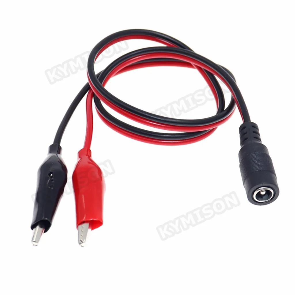 2 pinzas de cocodrilo a 1 adaptador de conector de clavija de alimentación CC macho o hembra cable de 30cm/50cm Clips CC de 5,5*2,1mm cables de prueba de cocodrilo - imagen 2