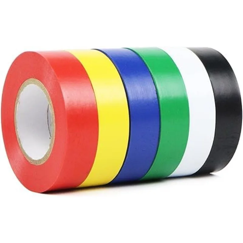 Cinta eléctrica de PVC resistente al desgaste, 6 piezas, 10M/20M, 6 colores, ignífuga, aislante sin plomo, impermeable