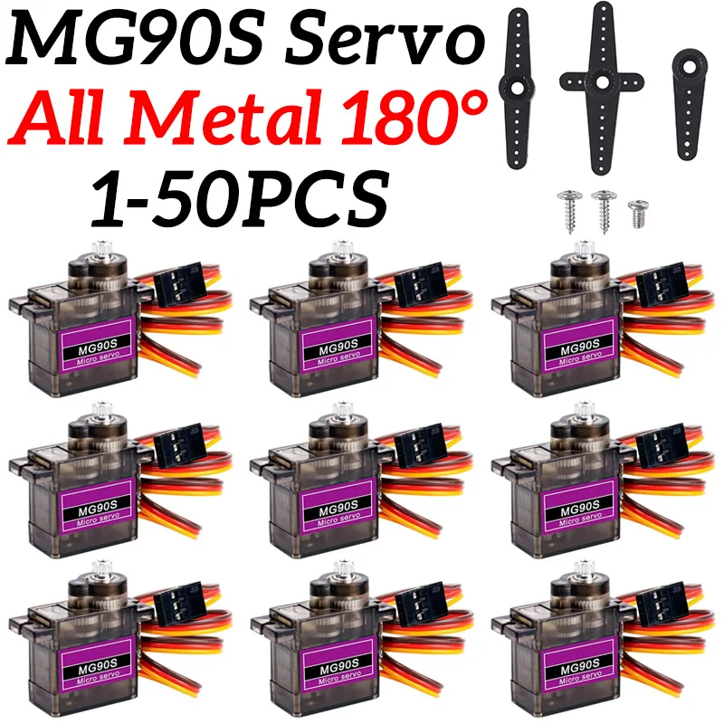 Servo MG90S 9g1/5/10/20/50 Uds. totalmente metálico 9g SG90 versión mejorada para helicóptero avión barco coche MG90 9G Trex 450 RC Robot