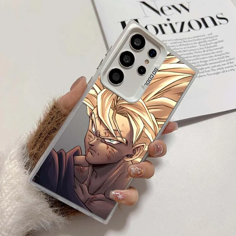 D-Dragon Ball dibujos animados Saiyan para Samsung Galaxy S25 S24 S23 S22 S21 Ultra Plus funda de teléfono plateada colorida - imagen 3