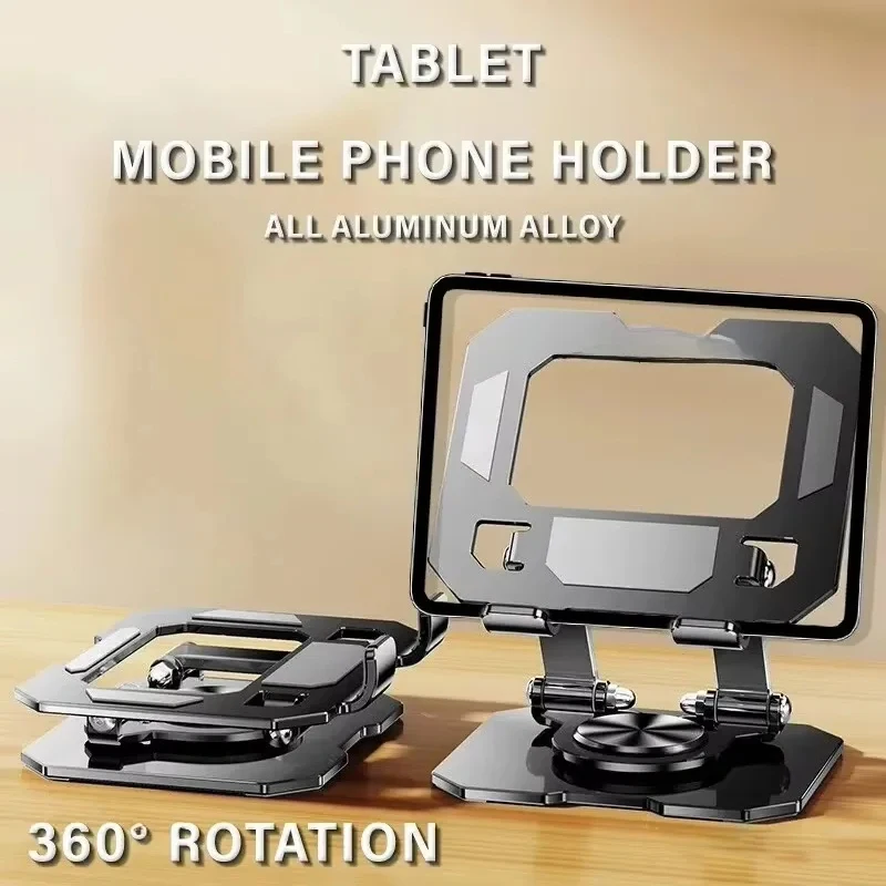360 °   Soporte giratorio de Metal para tableta, soporte de escritorio plegable ajustable, soporte multifuncional para tableta portátil Ipad de 4,7-12 pulgadas